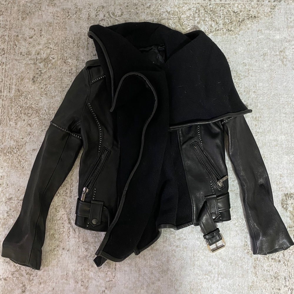 Nour Hammour Black Leather Biker Jacket